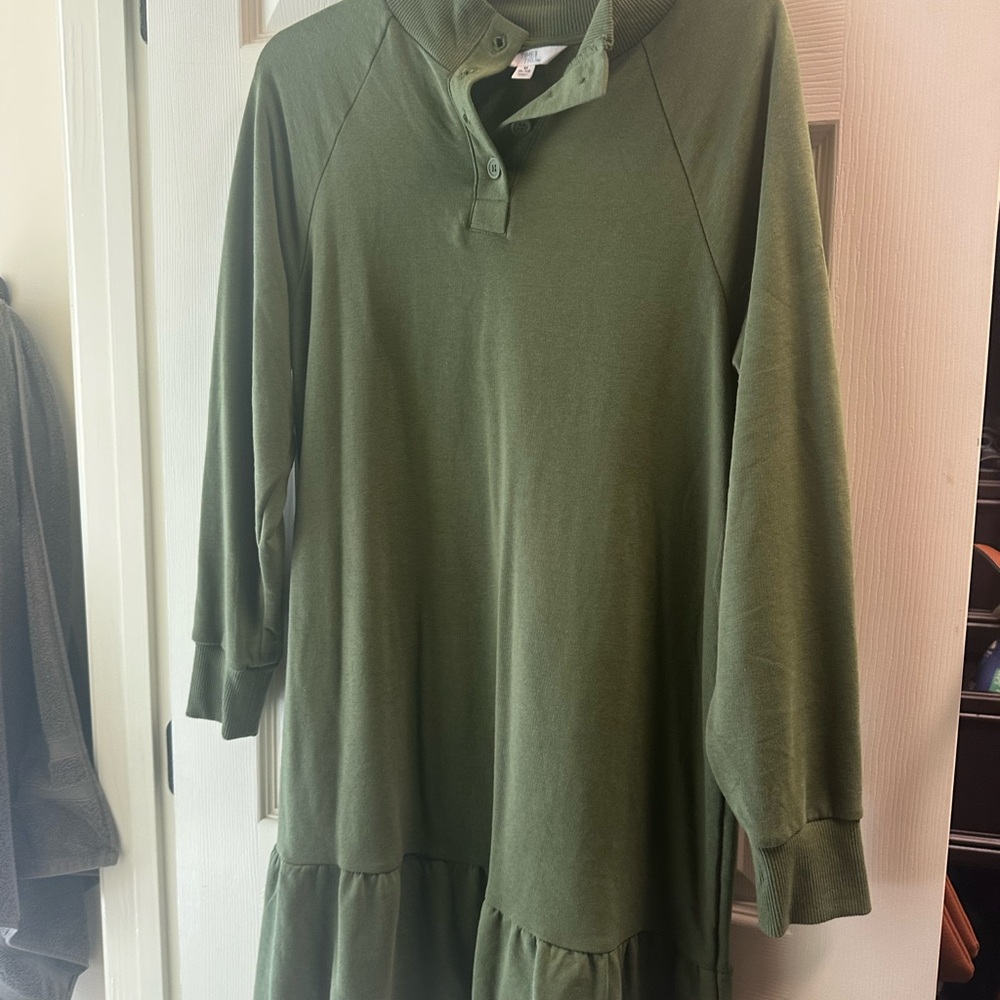 Olive Green Sweatshirt Dress